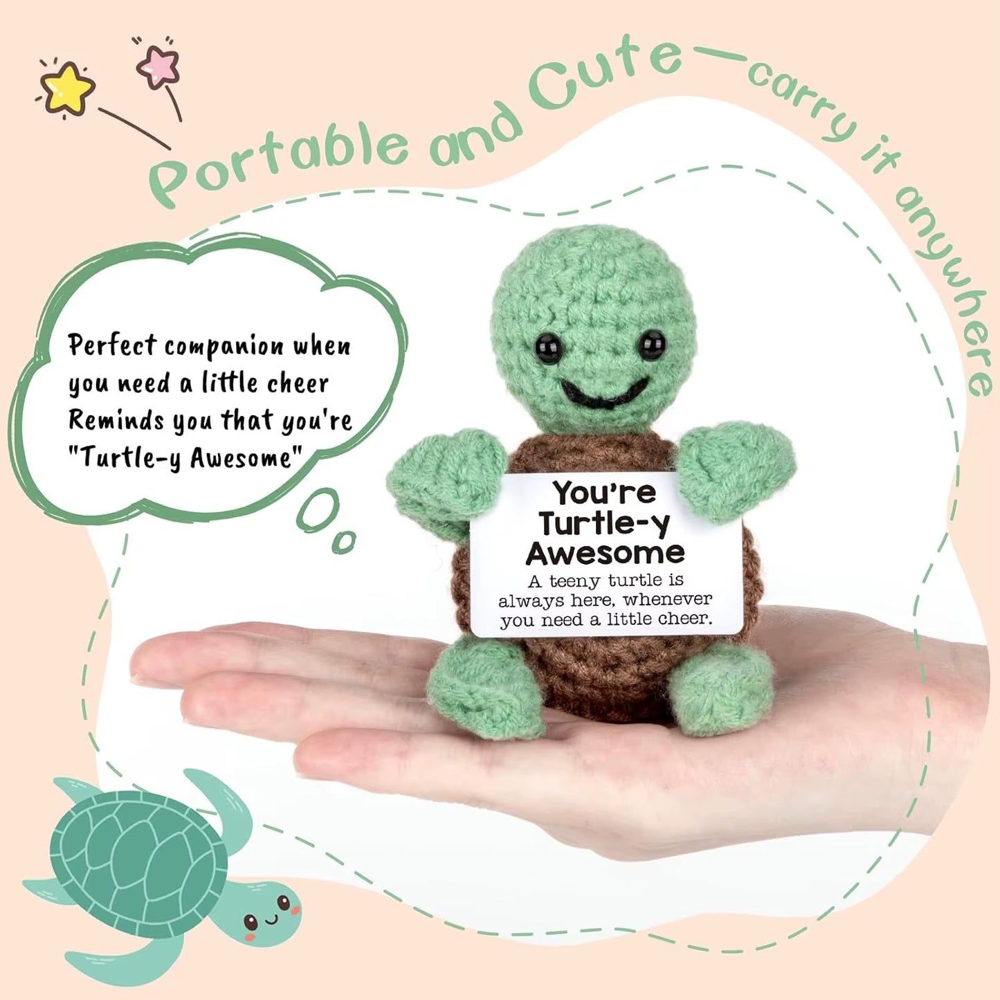 Cute Positive Energy Handmade Crochet Turtle Doll 