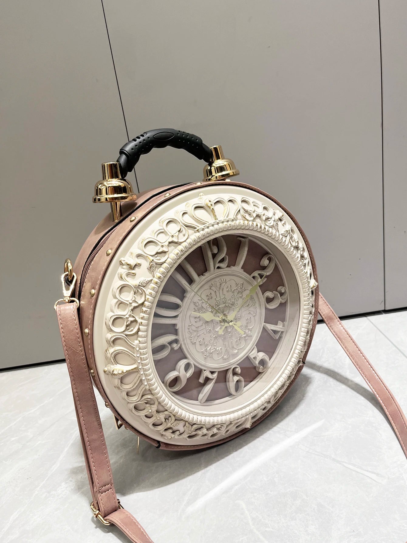 Chic Clock-Shaped Luxury Handbag - Stylish PU Leather Shoulder Bag for Women