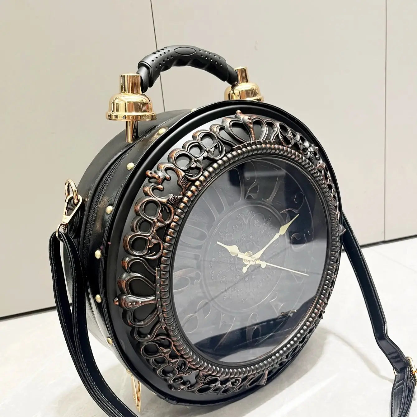 Chic Clock-Shaped Luxury Handbag - Stylish PU Leather Shoulder Bag for Women