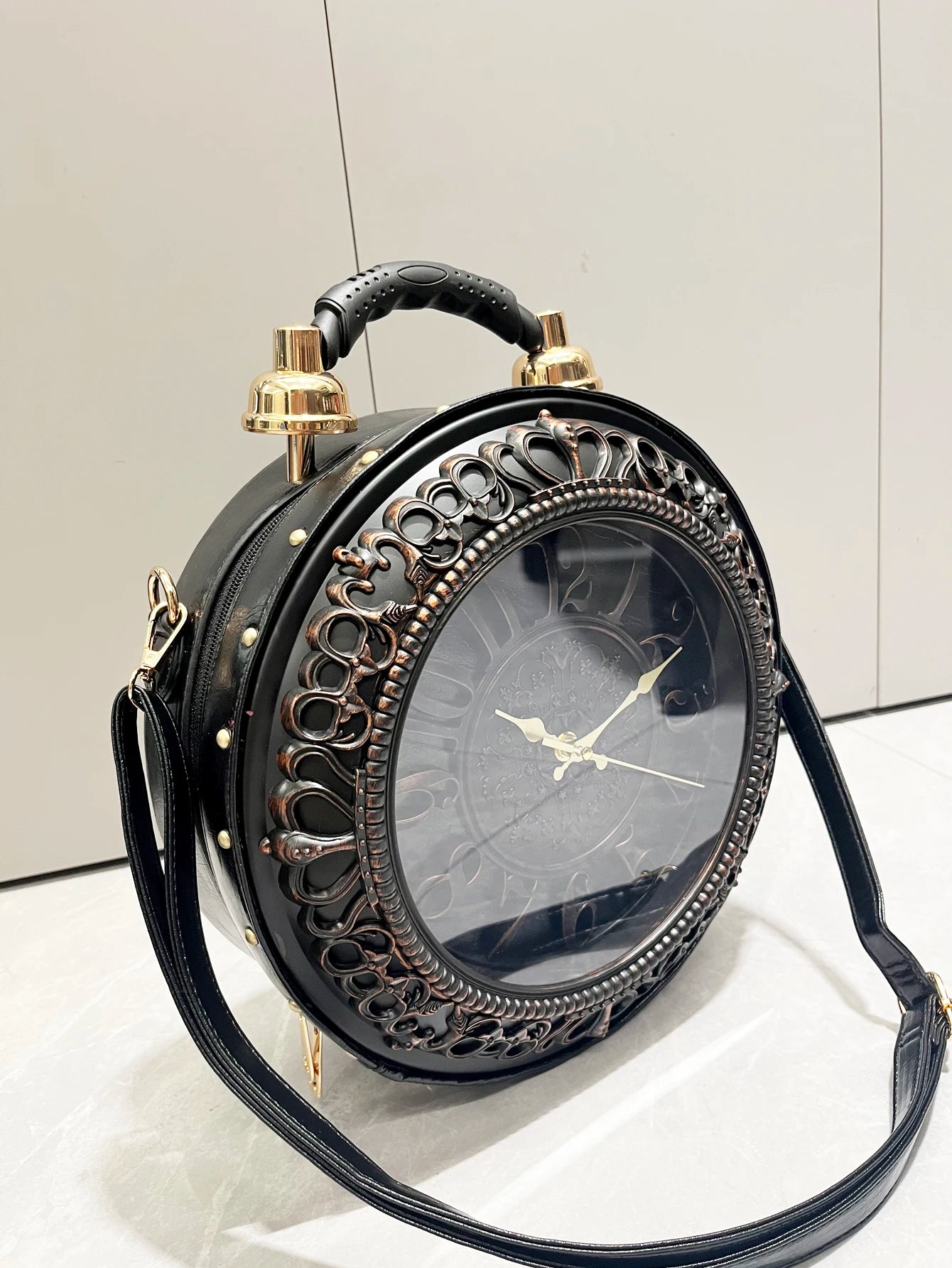 Chic Clock-Shaped Luxury Handbag - Stylish PU Leather Shoulder Bag for Women